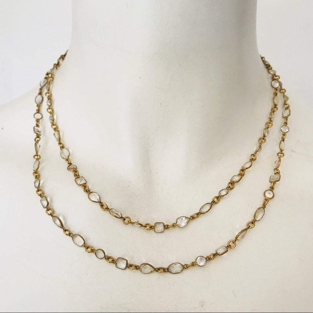 crystal quartz link chain necklace